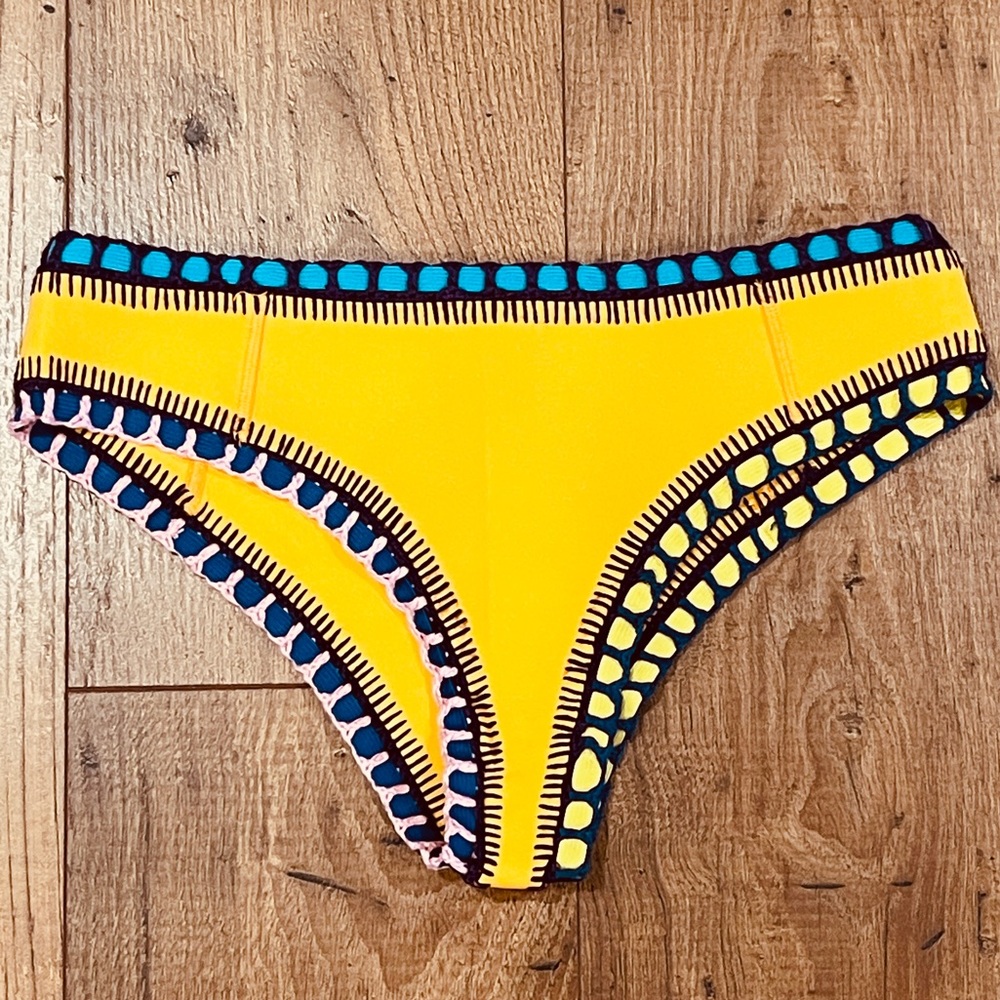 Kiini RO NWOT Bikini Crochet Yellow Brief Bottom Only Handmade Size Medium M